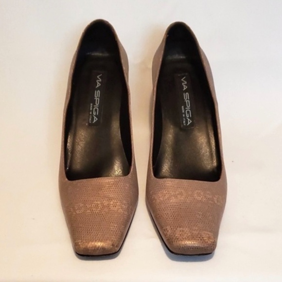 Via Spiga Beatrice Tun Snakeskin Pumps Work Heels Italy Sz 8.5M - Picture 3 of 7